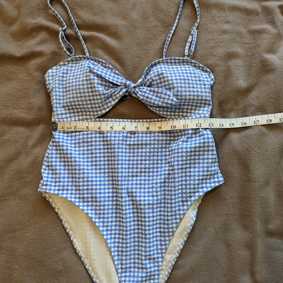 Forever 21 blue gingham tie front swimsuit - Picture 5 of 6